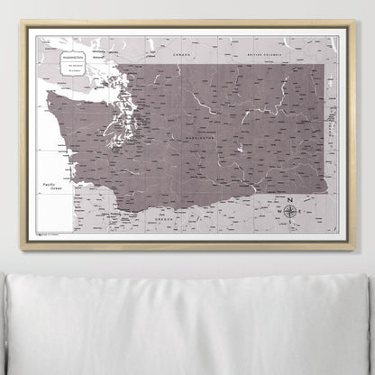 Push Pin Washington Map (Pin Board) - Dark Brown Color Splash CM Pin Board