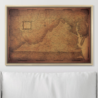 Push Pin Virginia Map (Pin Board) - Golden Aged CM Pin Board