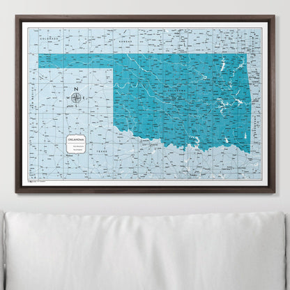 Push Pin Oklahoma Map (Pin Board) - Teal Color Splash CM Pin Board