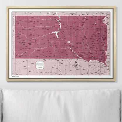 Push Pin South Dakota Map (Pin Board) - Burgundy Color Splash CM Pin Board