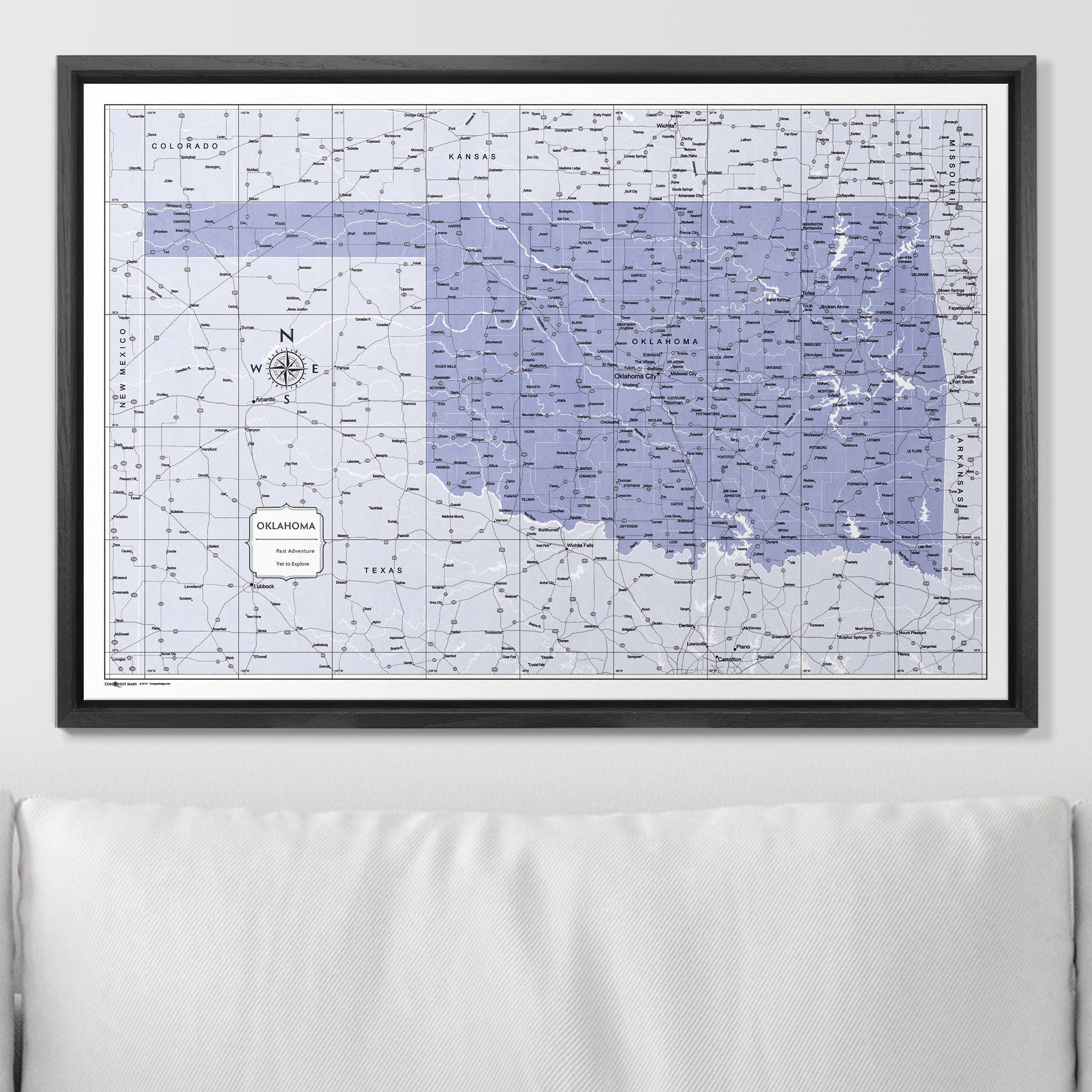 Push Pin Oklahoma Map (Pin Board) - Purple Color Splash CM Pin Board