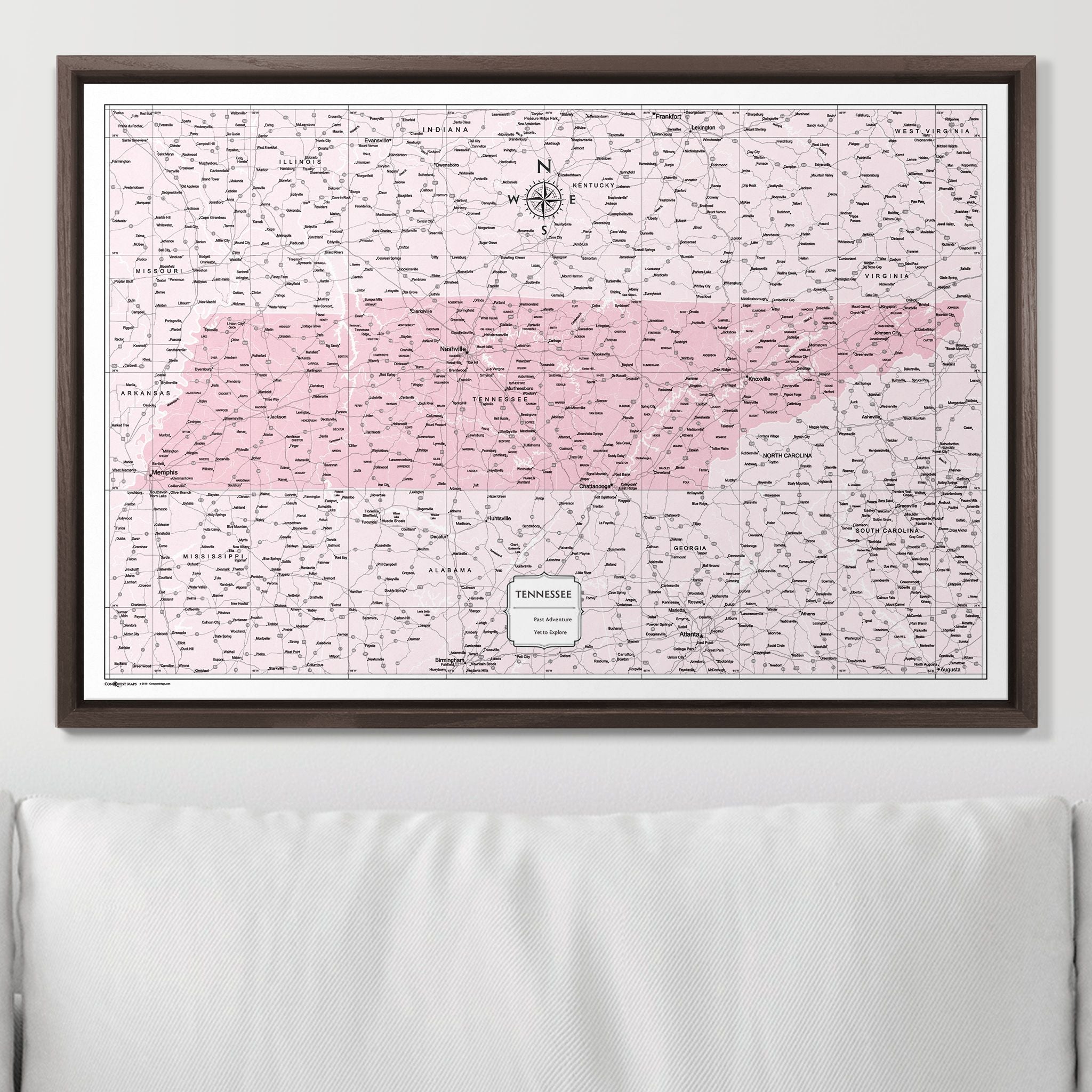 Push Pin Tennessee Map (Pin Board) - Pink Color Splash CM Pin Board