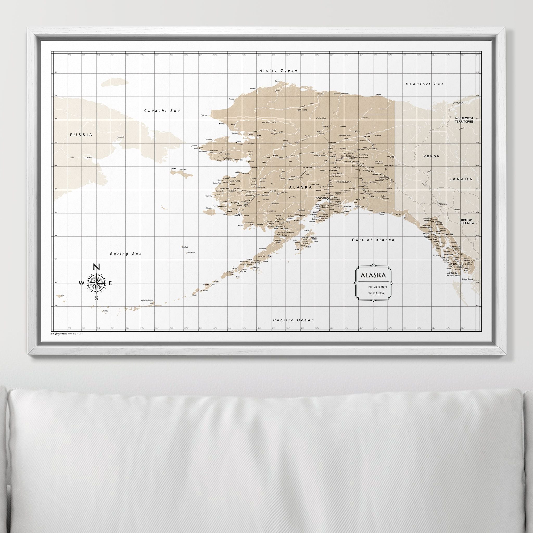 Push Pin Alaska Map (Pin Board) - Light Brown Color Splash CM Pin Board