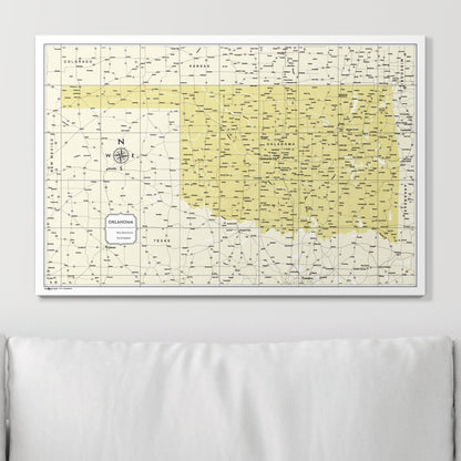 Push Pin Oklahoma Map (Pin Board) - Yellow Color Splash CM Pin Board