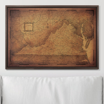 Push Pin Virginia Map (Pin Board) - Golden Aged CM Pin Board