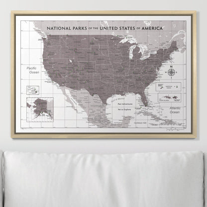 Push Pin National Parks Map (Pin Board) - Dark Brown Color Splash CM Pin Board