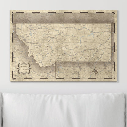 Push Pin Montana Map (Pin Board) - Rustic Vintage CM Pin Board