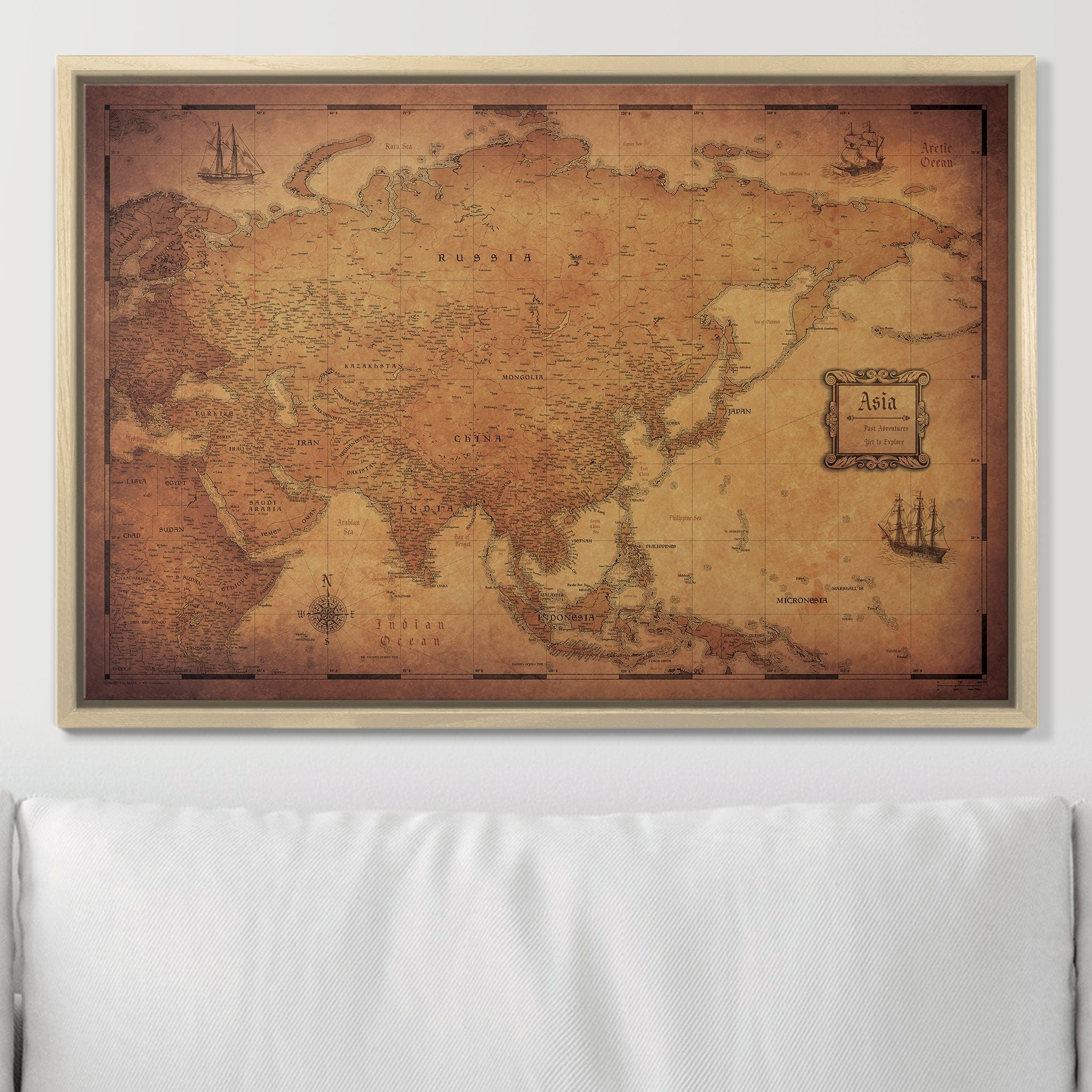 Push Pin Asia Map (Pin Board) - Golden Aged CM Pin Board