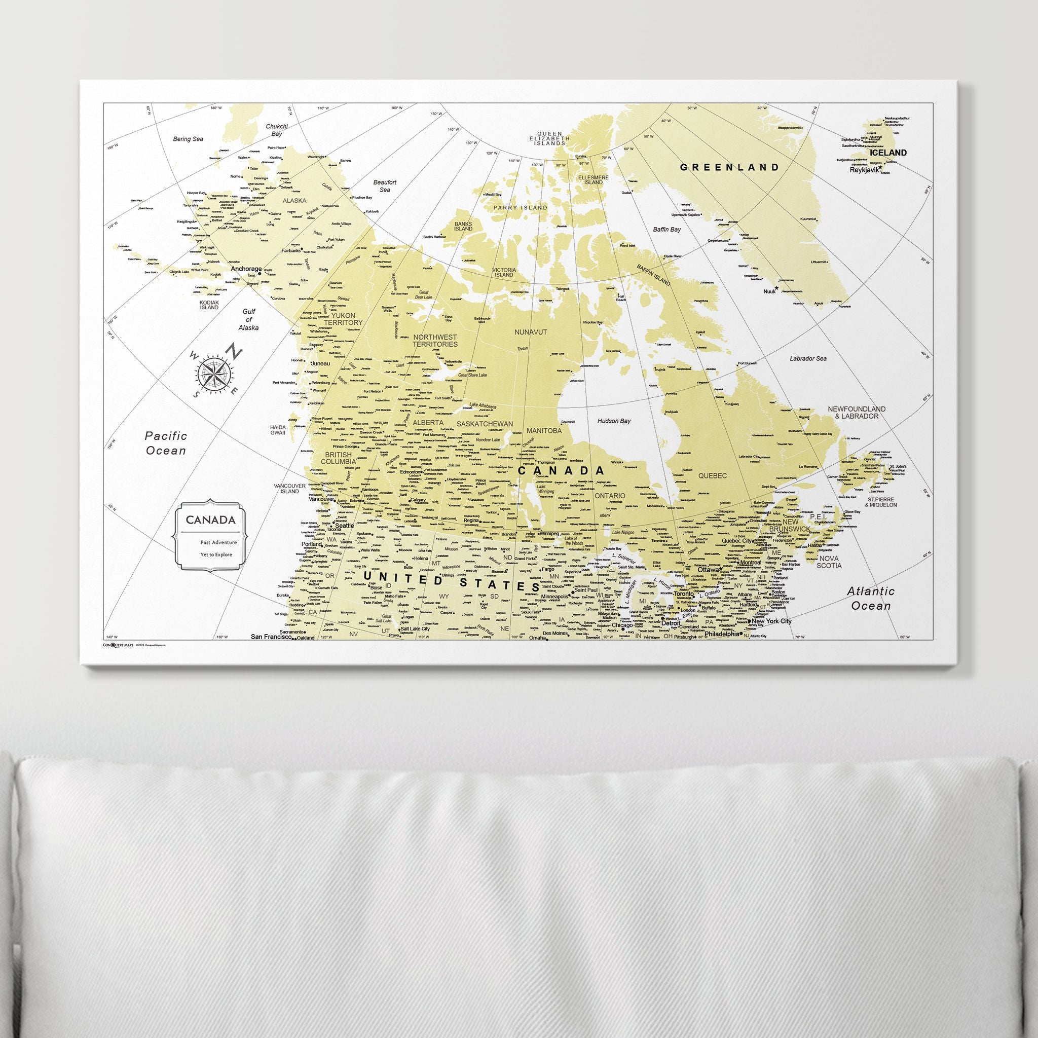 Push Pin Canada Map (Pin Board) - Yellow Color Splash CM Pin Board