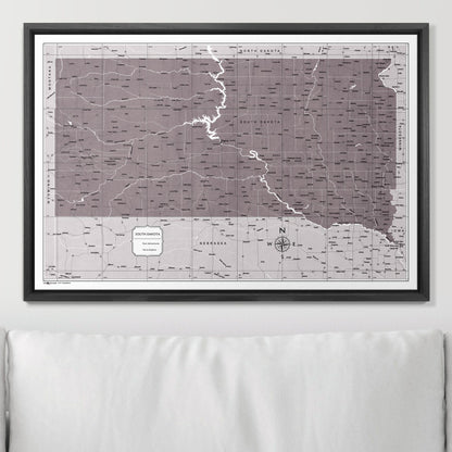 Push Pin South Dakota Map (Pin Board) - Dark Brown Color Splash CM Pin Board