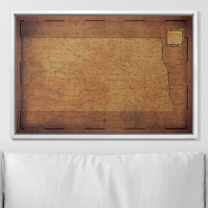 Push Pin North Dakota Map (Pin Board) - Golden Aged CM Pin Board