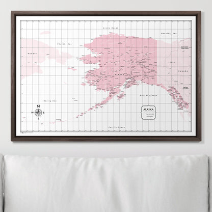 Push Pin Alaska Map (Pin Board) - Pink Color Splash CM Pin Board