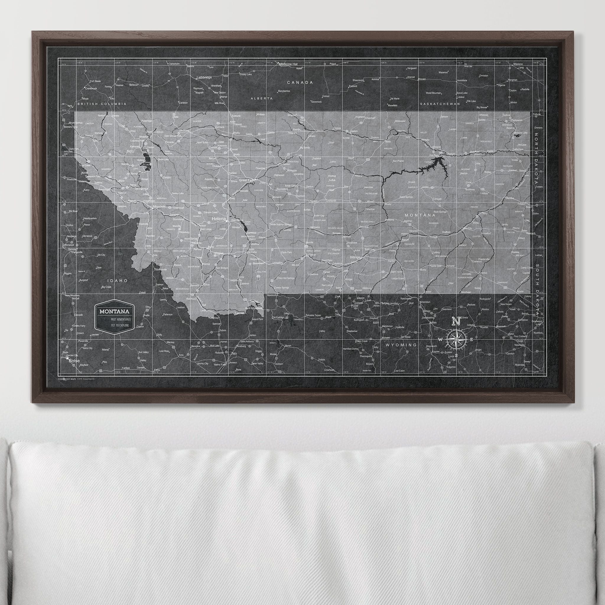 Push Pin Montana Map (Pin Board) - Modern Slate CM Pin Board