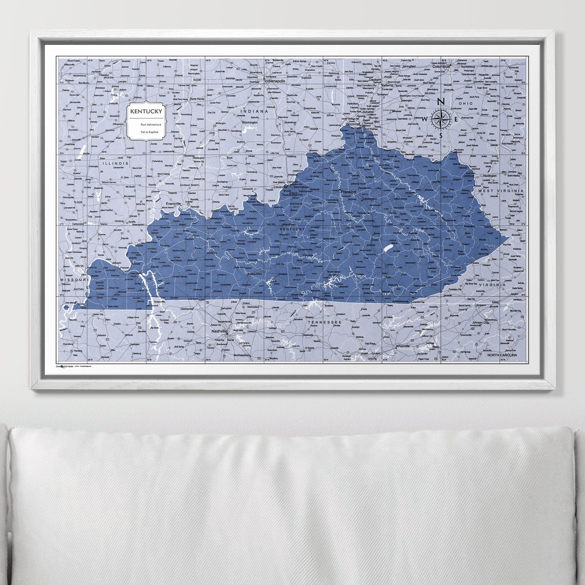 Push Pin Kentucky Map (Pin Board) - Navy Color Splash CM Pin Board