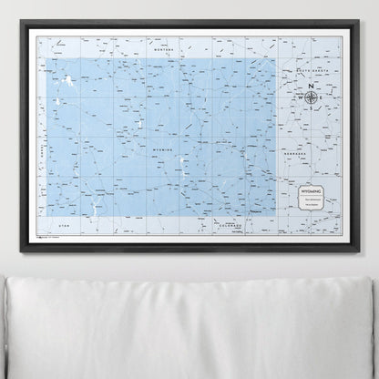 Push Pin Wyoming Map (Pin Board) - Light Blue Color Splash CM Pin Board