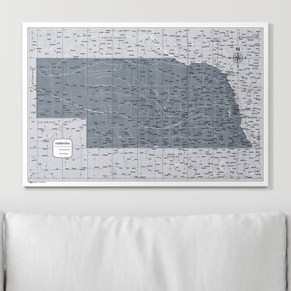 Push Pin Nebraska Map (Pin Board) - Dark Gray Color Splash CM Pin Board