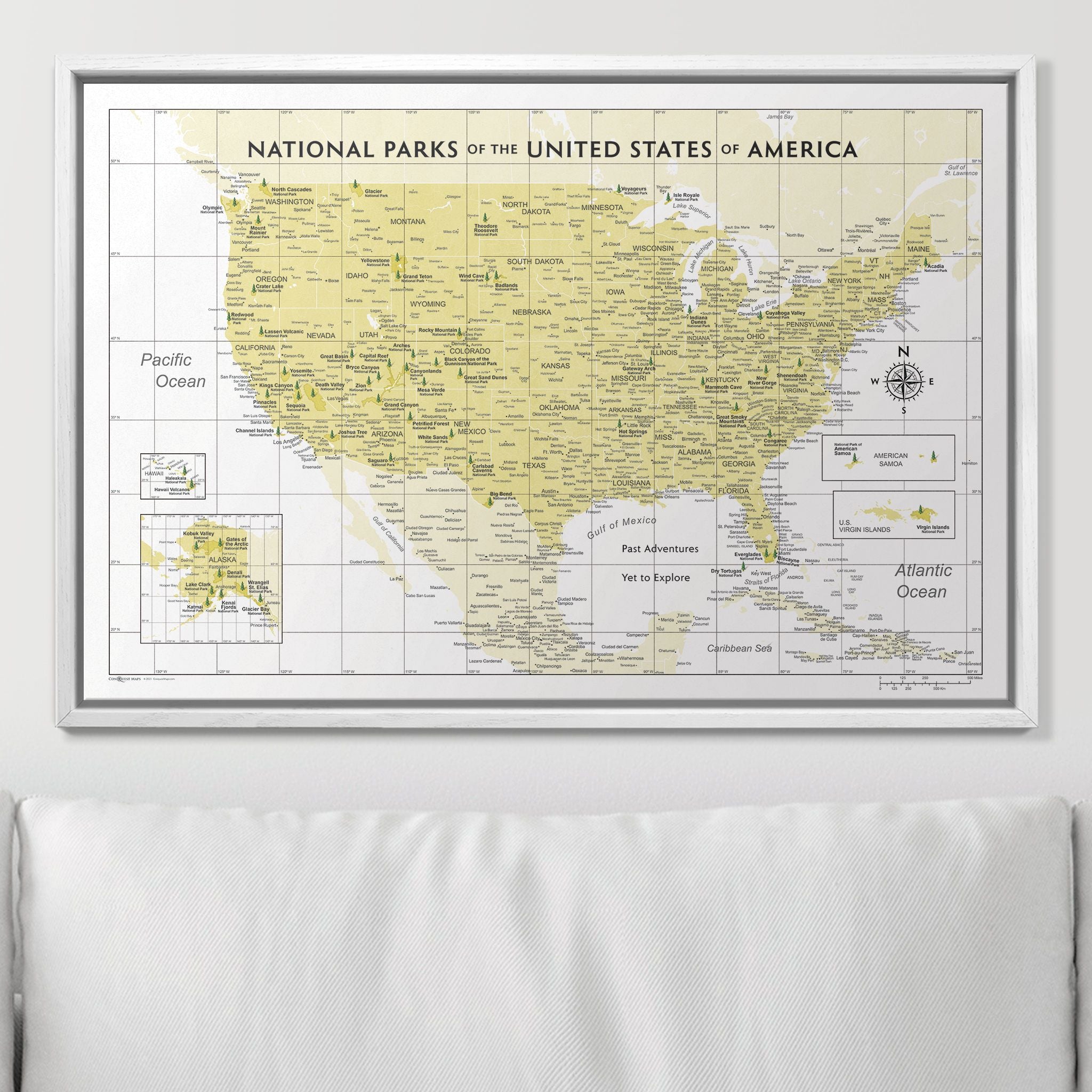 Push Pin National Parks Map (Pin Board) - Yellow Color Splash CM Pin Board