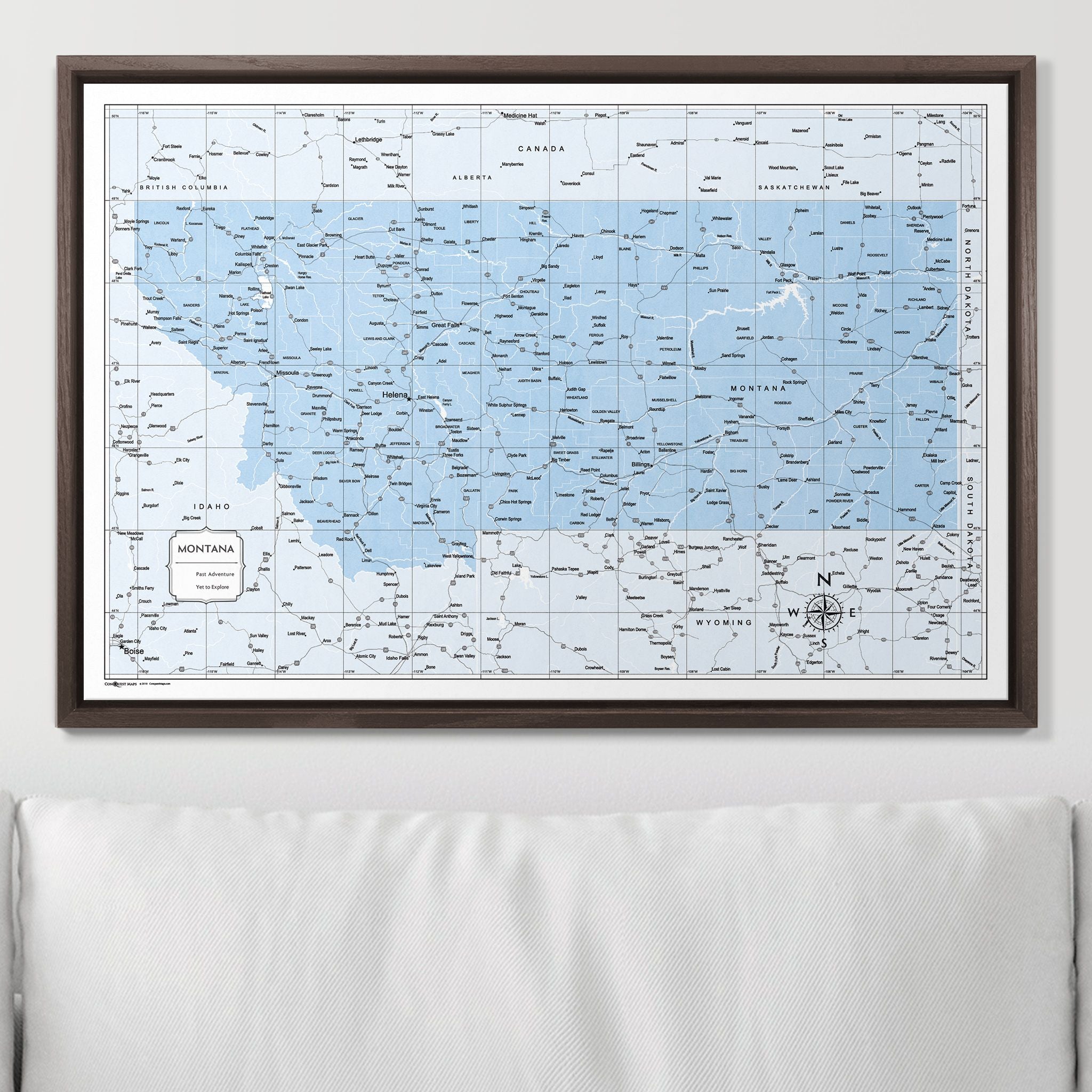 Push Pin Montana Map (Pin Board) - Light Blue Color Splash CM Pin Board