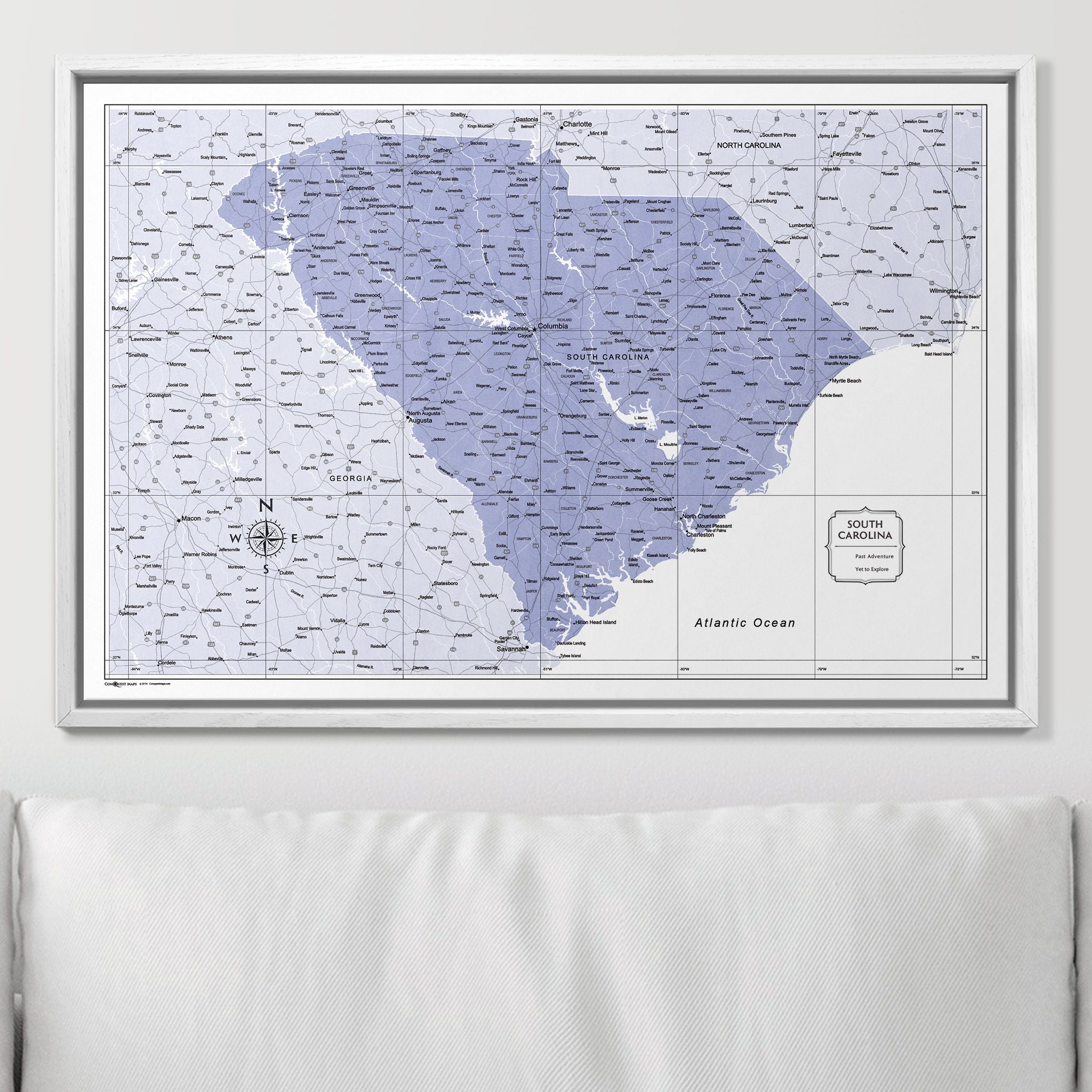 Push Pin South Carolina Map (Pin Board) - Purple Color Splash CM Pin Board