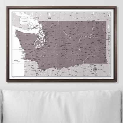 Push Pin Washington Map (Pin Board) - Dark Brown Color Splash CM Pin Board