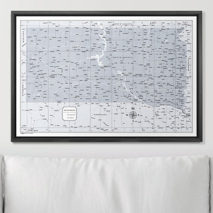 Push Pin South Dakota Map (Pin Board) - Light Gray Color Splash CM Pin Board