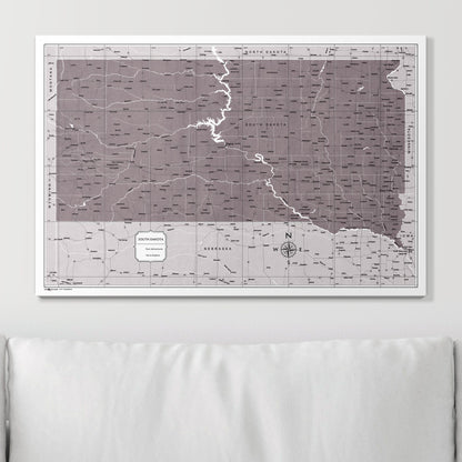 Push Pin South Dakota Map (Pin Board) - Dark Brown Color Splash CM Pin Board