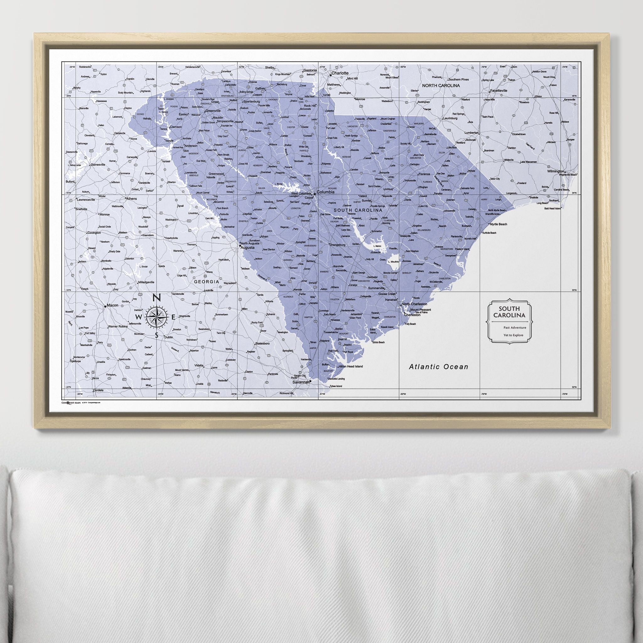 Push Pin South Carolina Map (Pin Board) - Purple Color Splash CM Pin Board