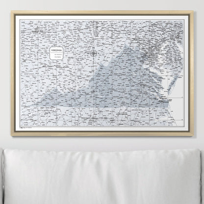 Push Pin Virginia Map (Pin Board) - Light Gray Color Splash CM Pin Board