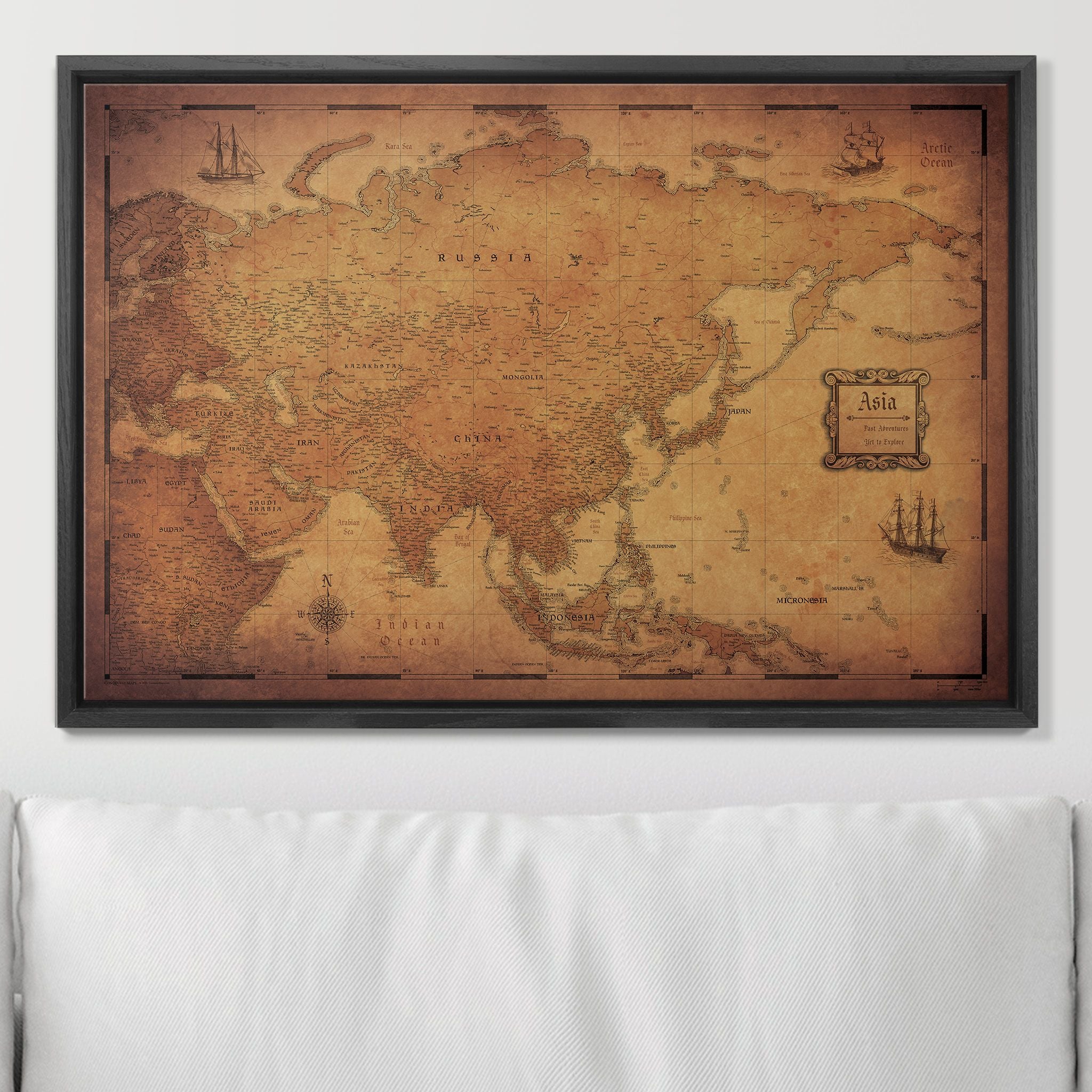 Push Pin Asia Map (Pin Board) - Golden Aged CM Pin Board