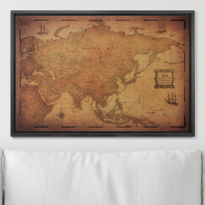 Push Pin Asia Map (Pin Board) - Golden Aged CM Pin Board