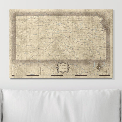 Push Pin Kansas Map (Pin Board) - Rustic Vintage CM Pin Board