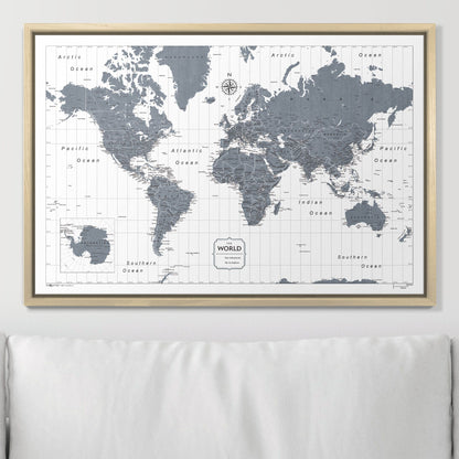 Push Pin World Map (Pin Board) - Dark Gray Color Splash CM Pin Board