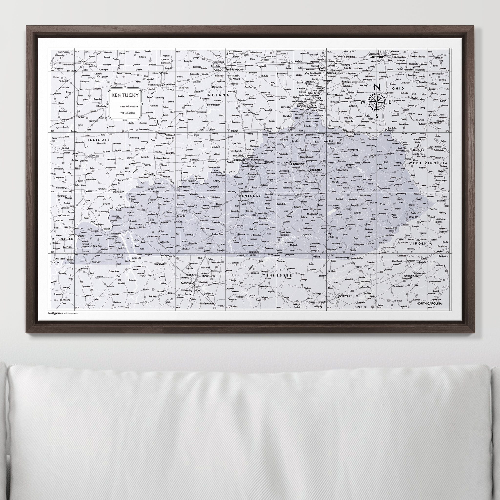 Push Pin Kentucky Map (Pin Board) - Light Gray Color Splash CM Pin Board