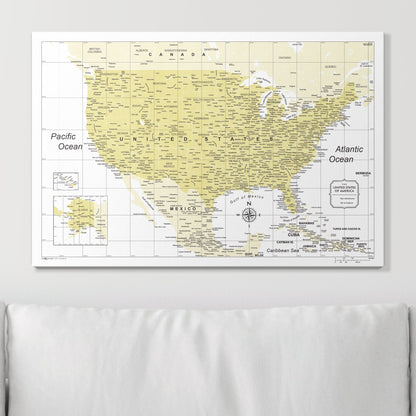 Push Pin USA Map (Pin Board) - Yellow Color Splash CM Pin Board