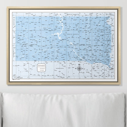 Push Pin South Dakota Map (Pin Board) - Light Blue Color Splash CM Pin Board