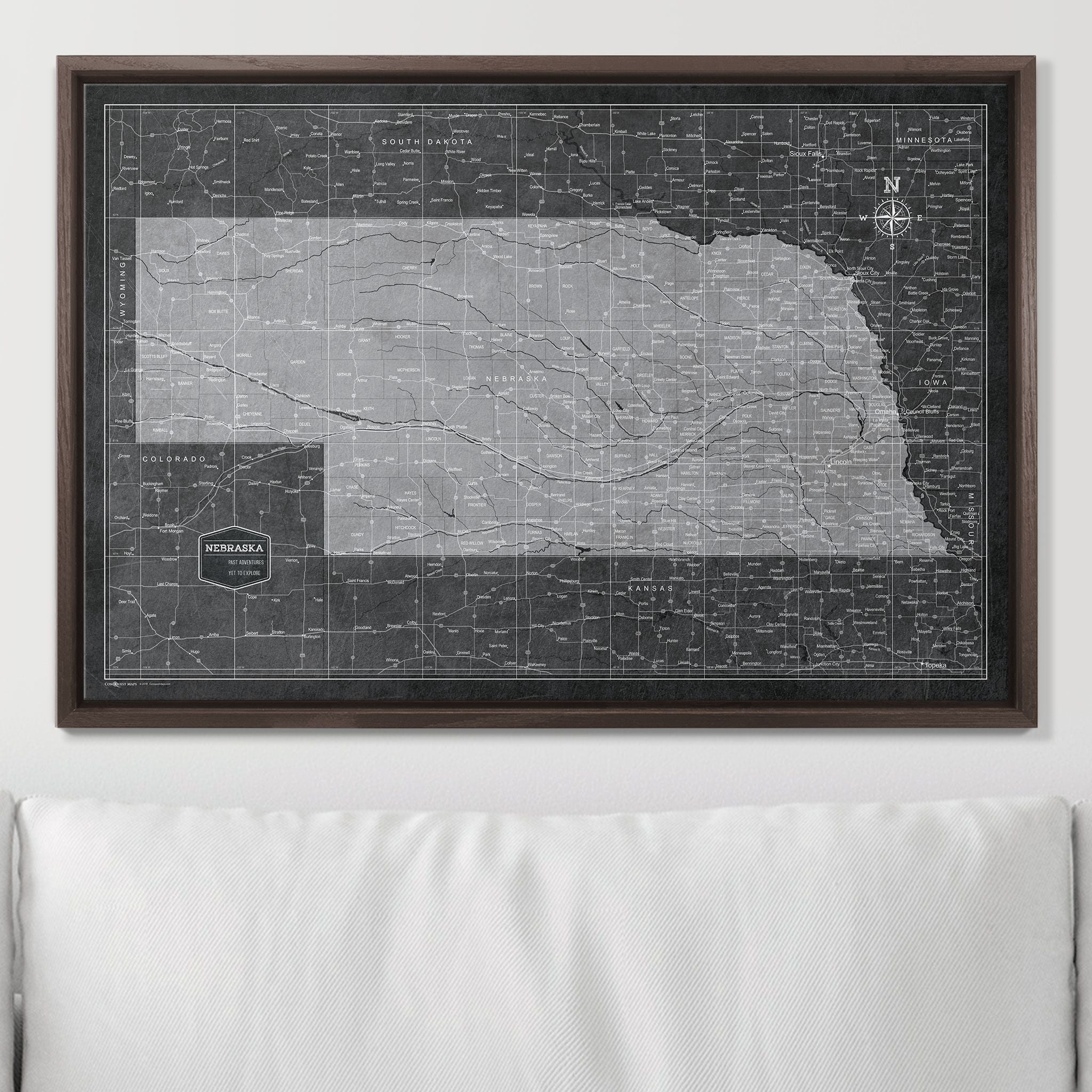 Push Pin Nebraska Map (Pin Board) - Modern Slate CM Pin Board