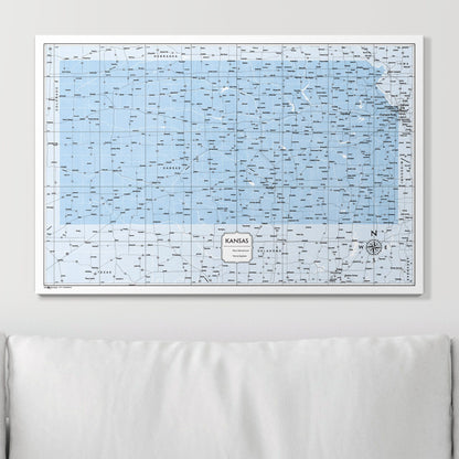 Push Pin Kansas Map (Pin Board) - Light Blue Color Splash CM Pin Board