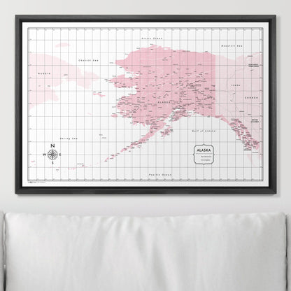 Push Pin Alaska Map (Pin Board) - Pink Color Splash CM Pin Board