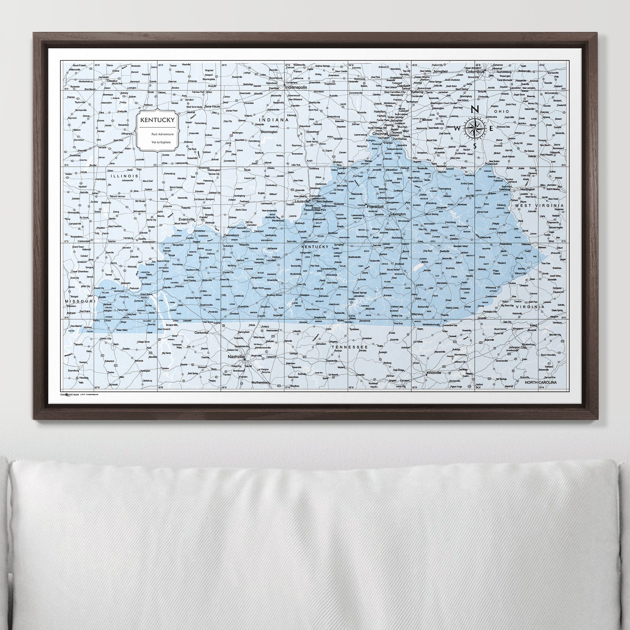 Push Pin Kentucky Map (Pin Board) - Light Blue Color Splash CM Pin Board