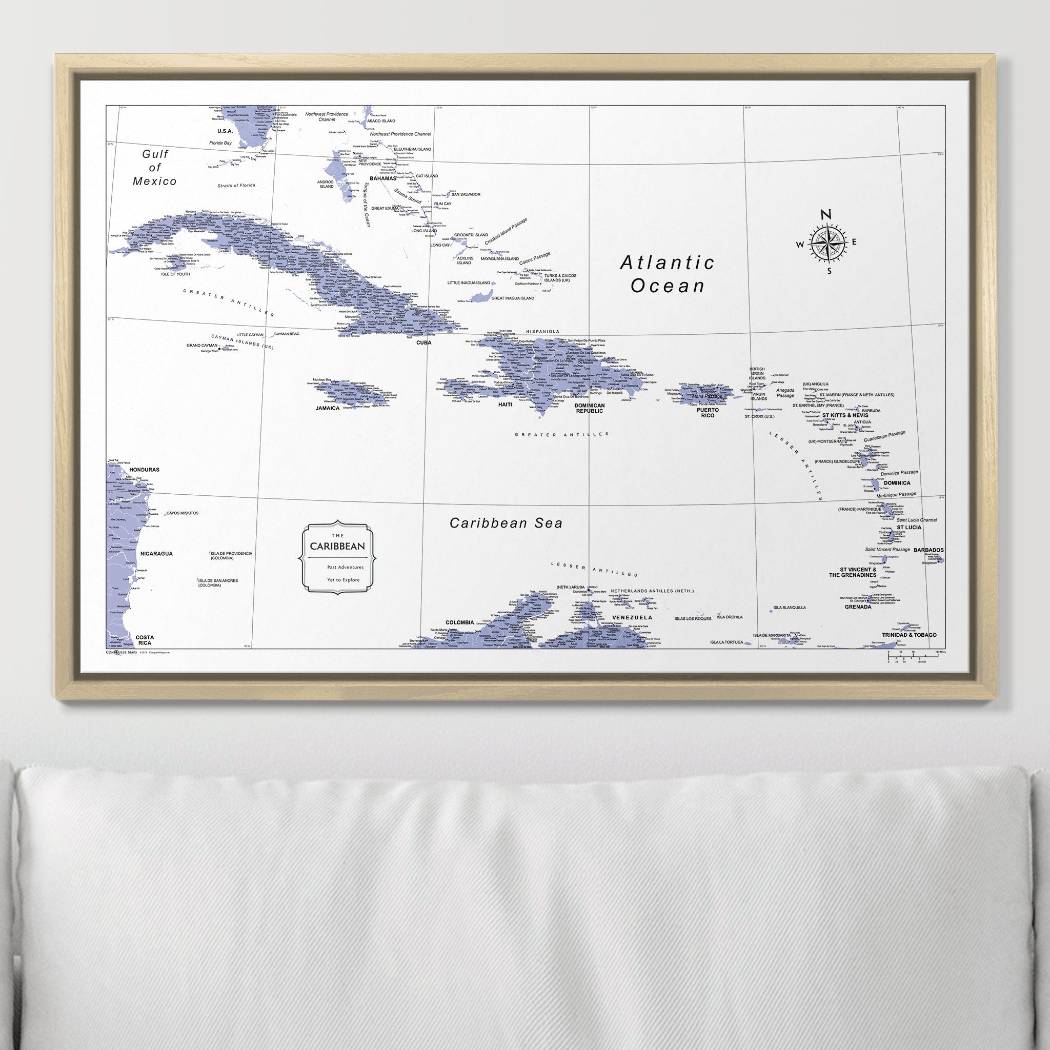 Push Pin Caribbean Map (Pin Board) - Purple Color Splash CM Pin Board