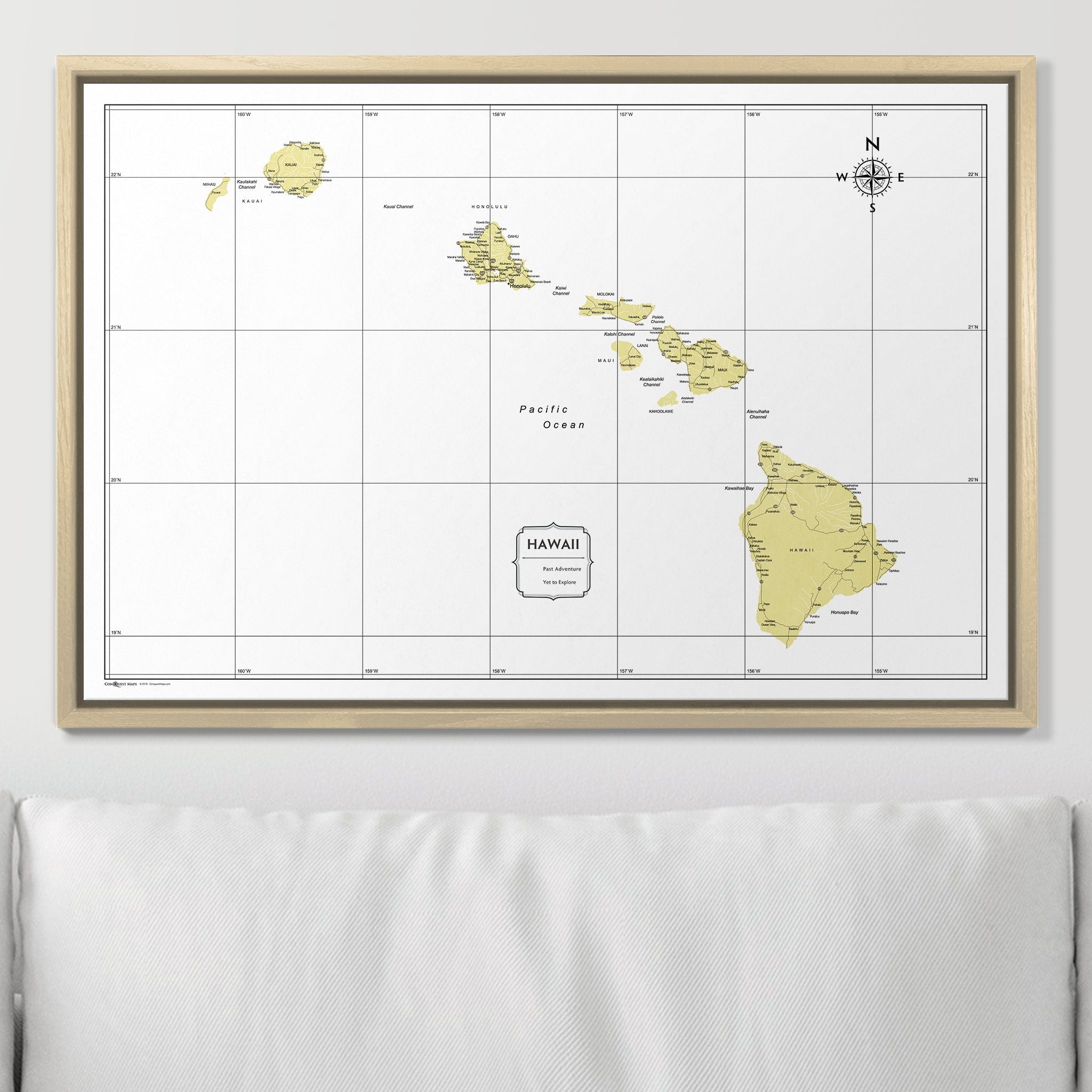 Push Pin Hawaii Map (Pin Board) - Yellow Color Splash CM Pin Board