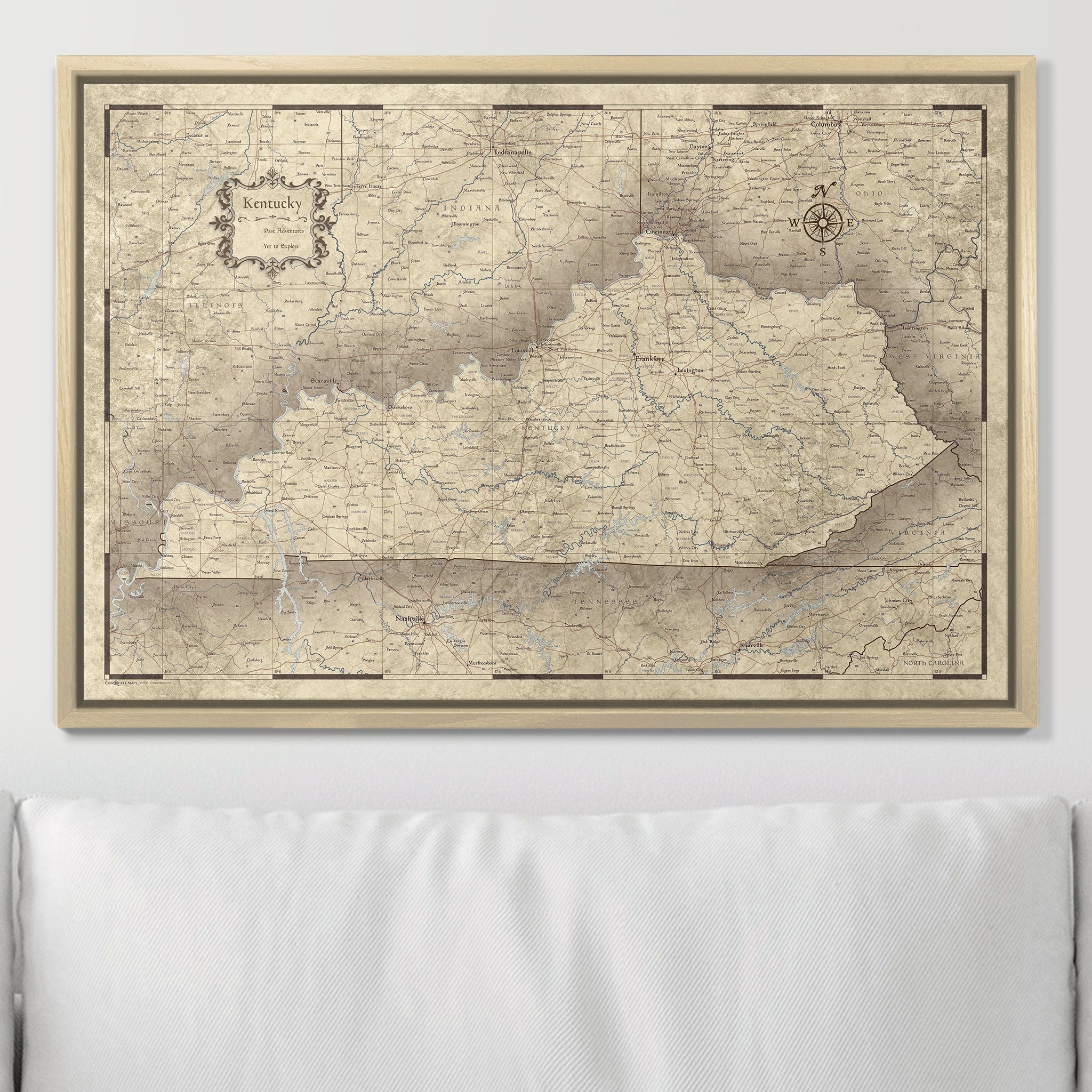 Push Pin Kentucky Map (Pin Board) - Rustic Vintage CM Pin Board