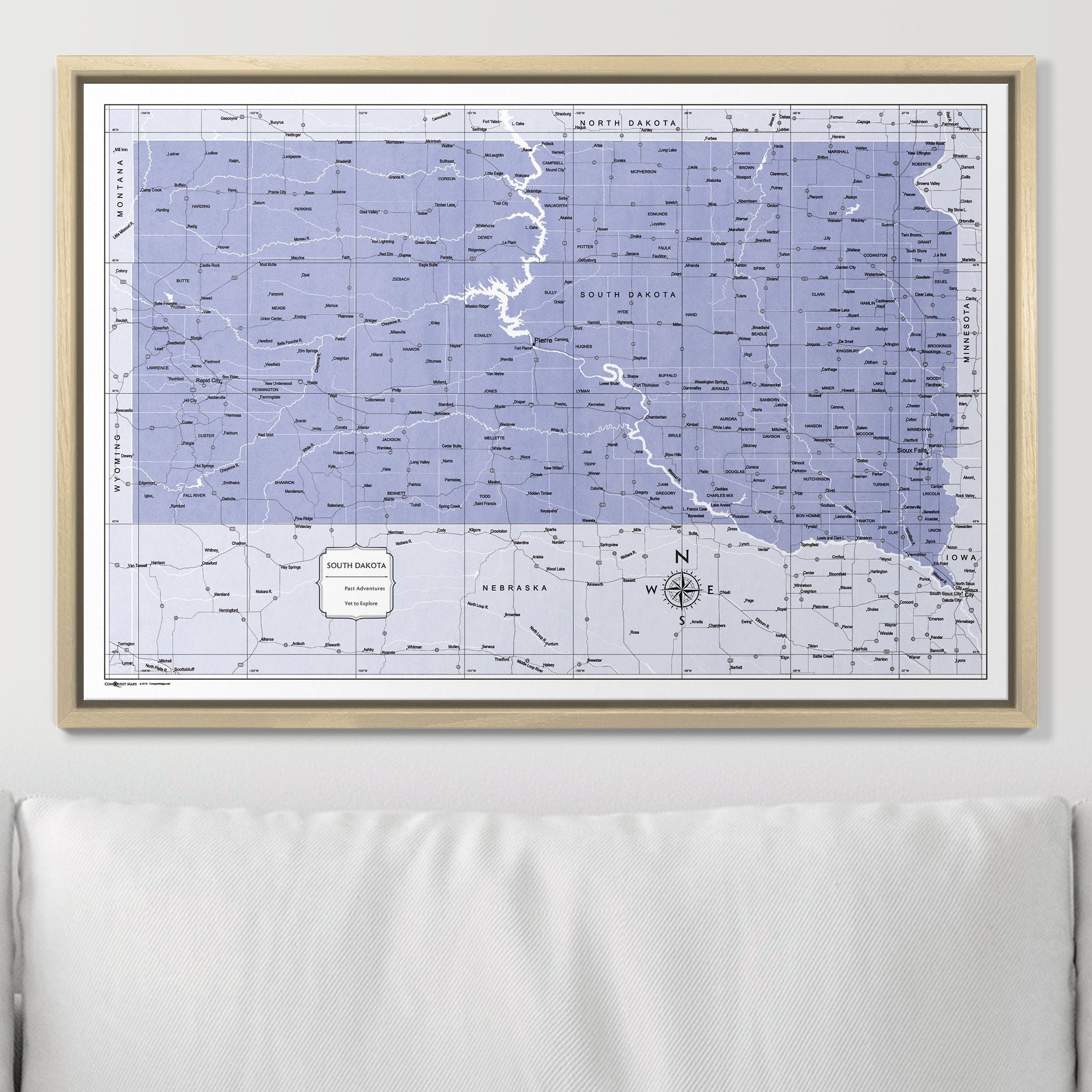 Push Pin South Dakota Map (Pin Board) - Purple Color Splash CM Pin Board