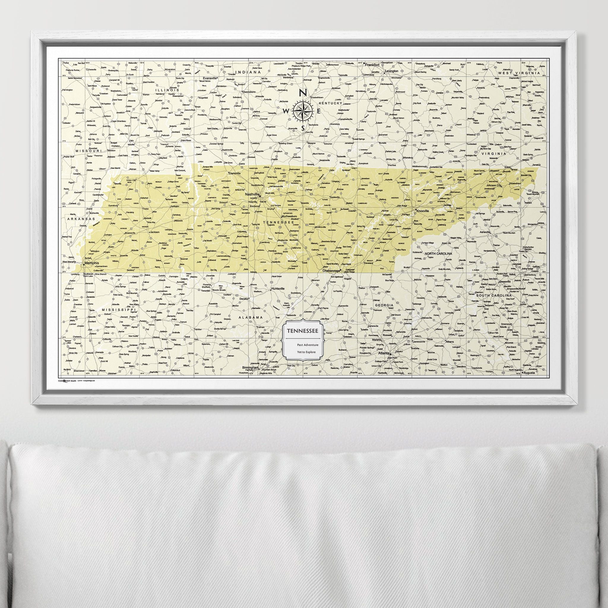 Push Pin Tennessee Map (Pin Board) - Yellow Color Splash CM Pin Board