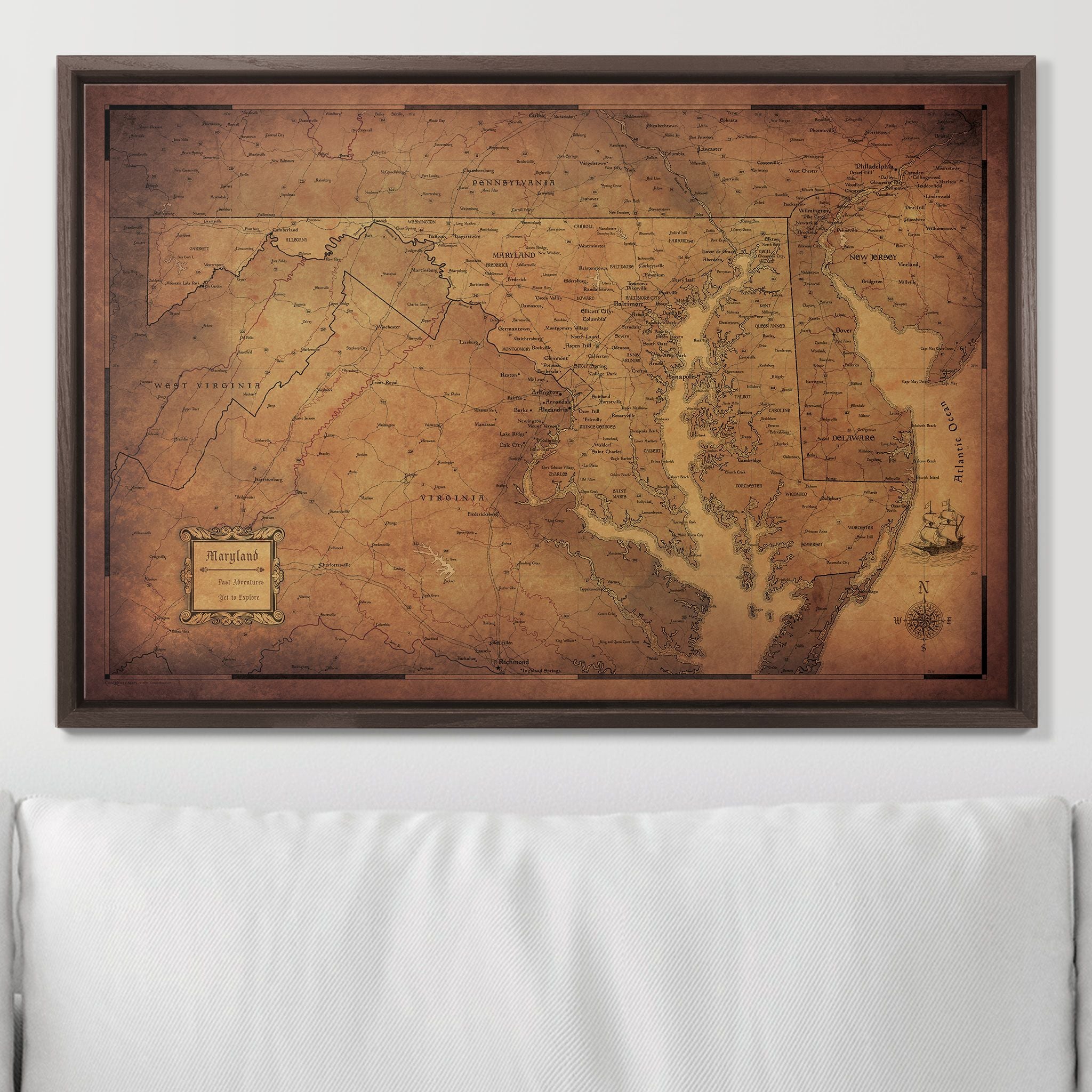 Push Pin Maryland Map (Pin Board) - Golden Aged CM Pin Board