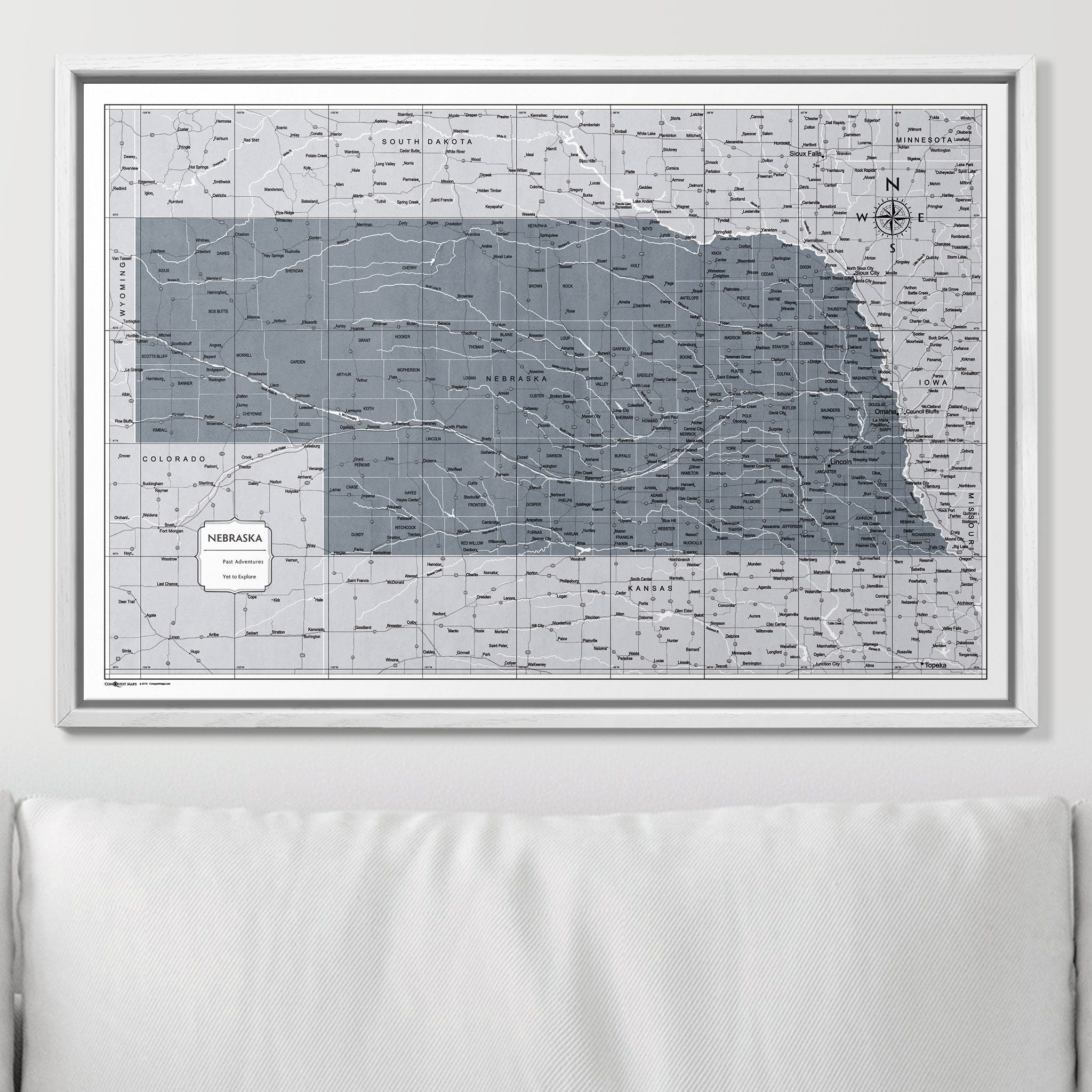 Push Pin Nebraska Map (Pin Board) - Dark Gray Color Splash CM Pin Board