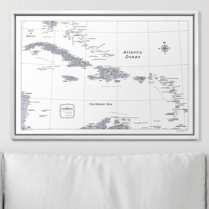 Push Pin Caribbean Map (Pin Board) - Light Gray Color Splash CM Pin Board