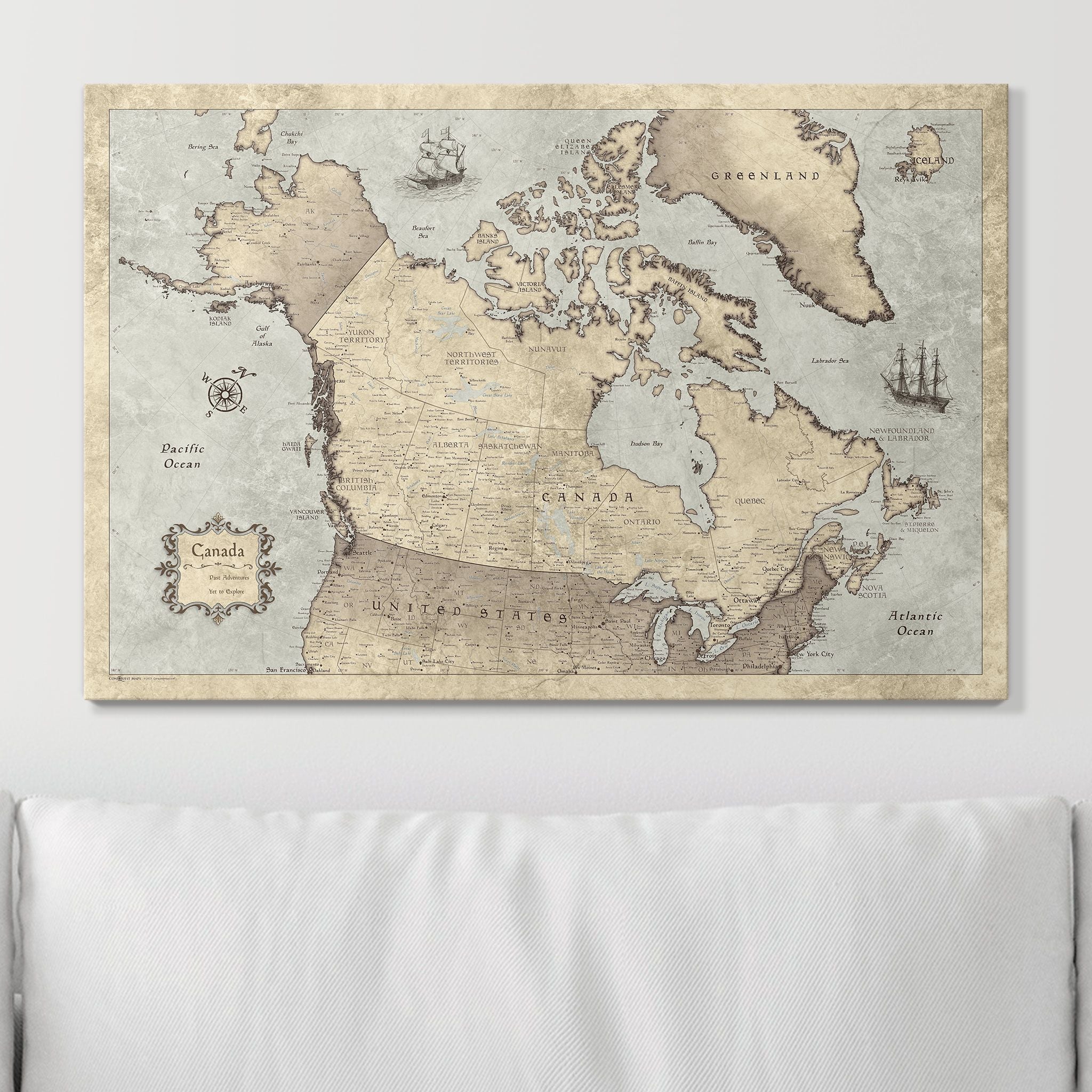 Push Pin Canada Map (Pin Board) - Rustic Vintage CM Pin Board