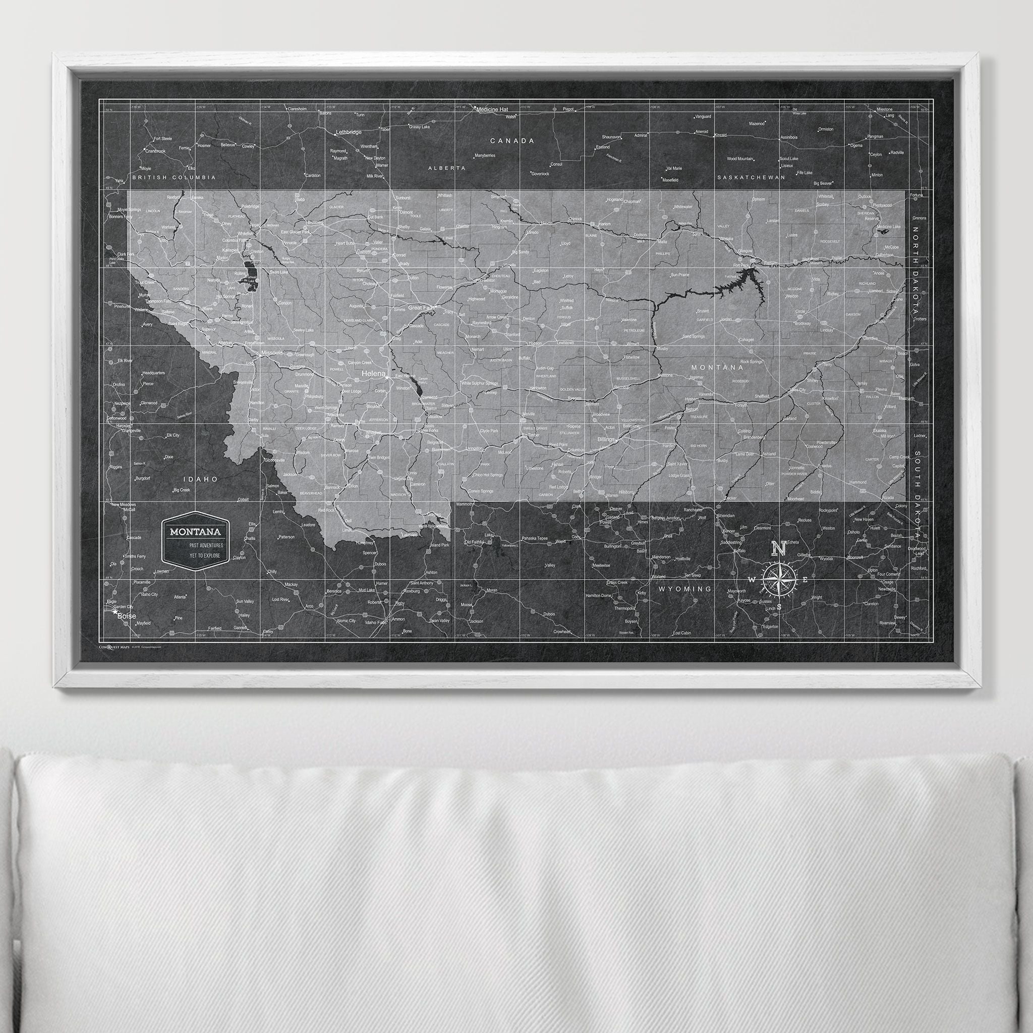 Push Pin Montana Map (Pin Board) - Modern Slate CM Pin Board