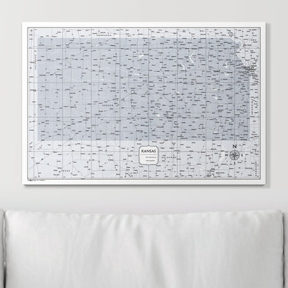 Push Pin Kansas Map (Pin Board) - Light Gray Color Splash CM Pin Board